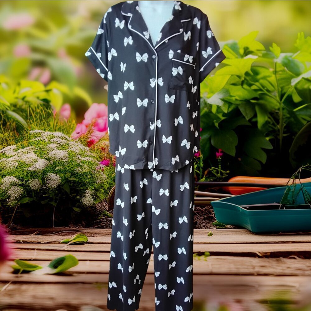 NWT - KATE SPADE - BLACK AND WHITE BOWS PAJAMA SET - Size L - Picture 2 of 6